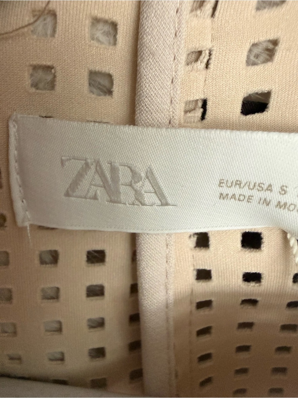 Zara Beige Perforated Blazer Jacket - Picture 9 of 9